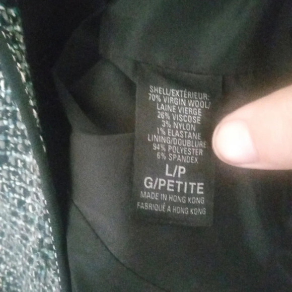 Elie Tahari Tweed Hidden Button Front Blazer Pockets Wool Blend Size Large - Picture 8 of 8